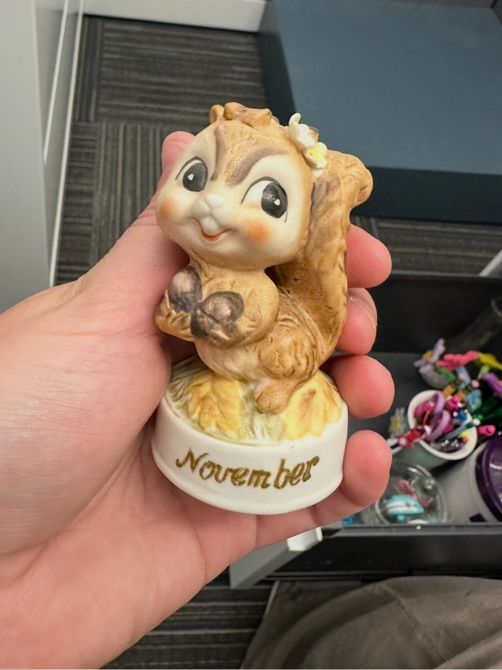 Vintage November Squirrel Figurine - Beige Brown Collectible